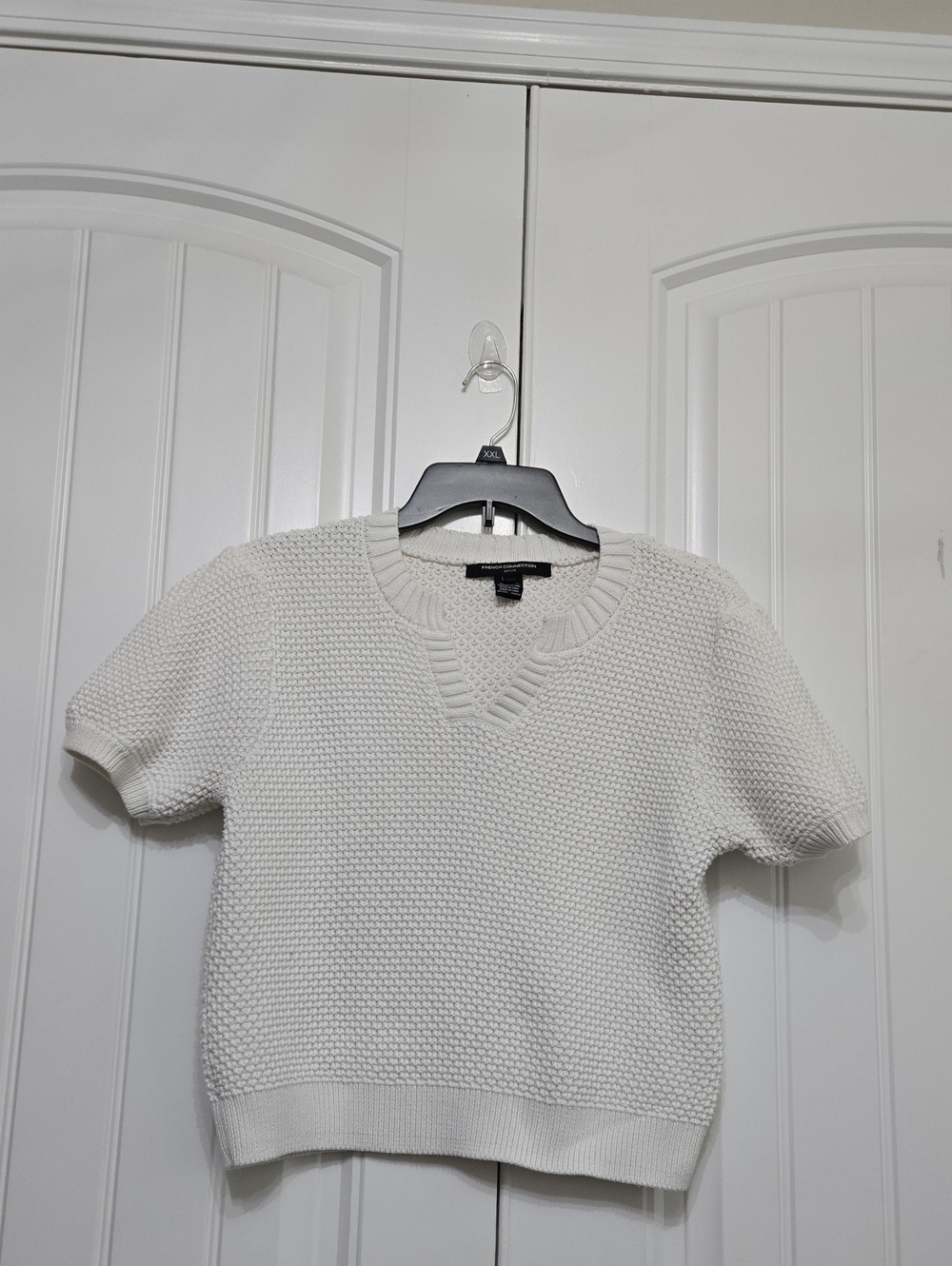 French Connection White Sweater Short Sleeve Size L